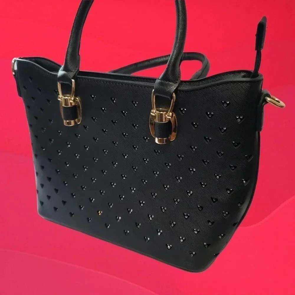 Phanuel heart rhinestone lightweight tote color black - Picture 4 of 10